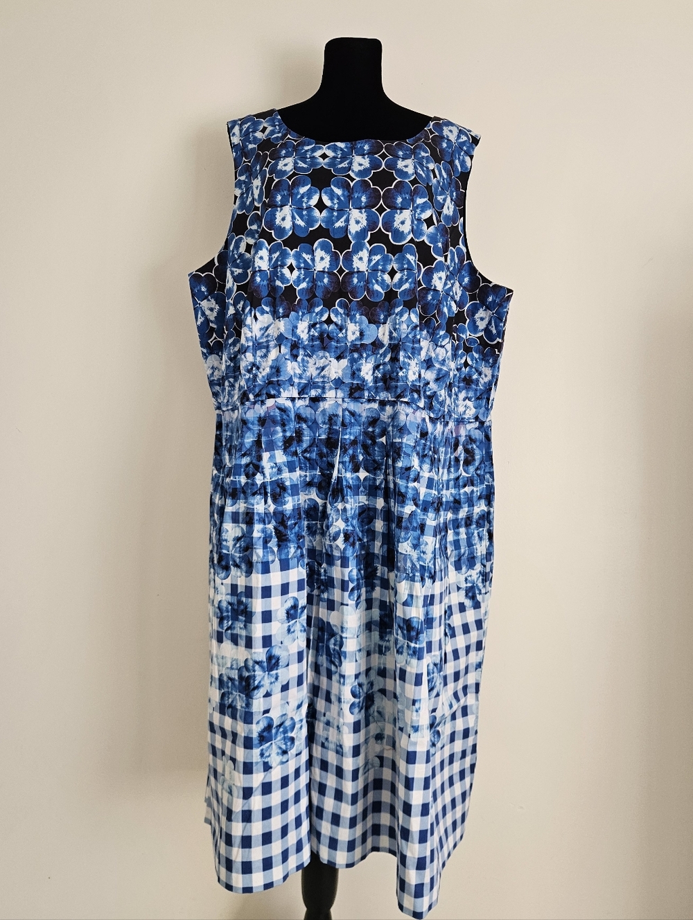 Talbots Blue Floral Sleeveless Midi Dress